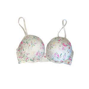 Victoria’s Secret 32D wear everywhere super push-up sexy floral bra love pink